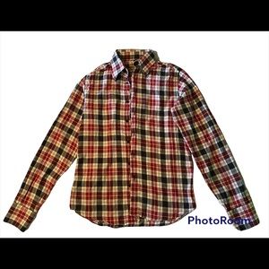 Red Long Sleeve Plaid Dress Shirt - Teen Large
